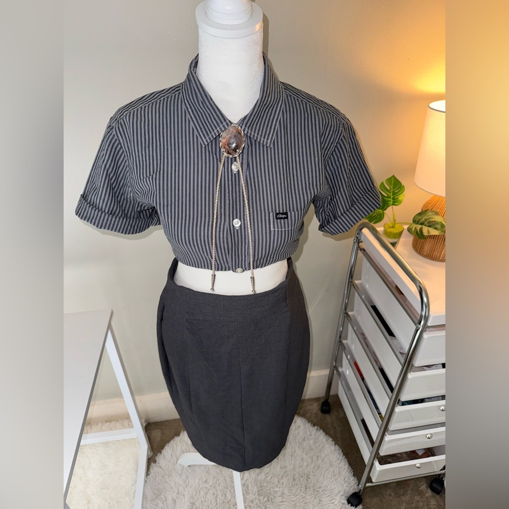 OBEY trendy striped button up. Versatile wear. Dress up or down. Size sm. Unisex
